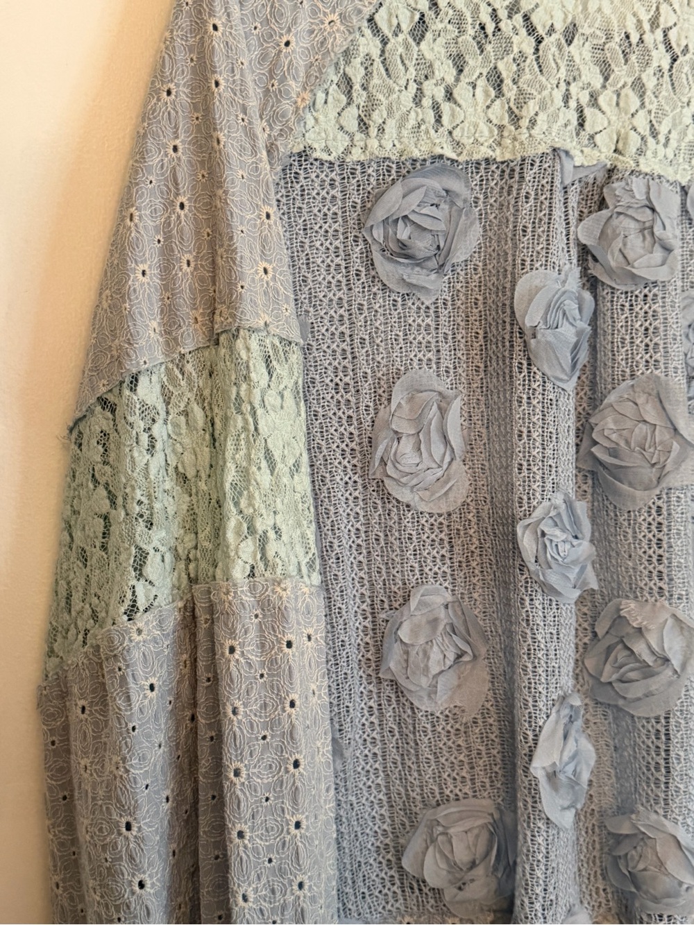 POL Vintage Style Balloon Sleeve Jacket Top – Lace Patch & Vintage Wash Sz M - Picture 4 of 7